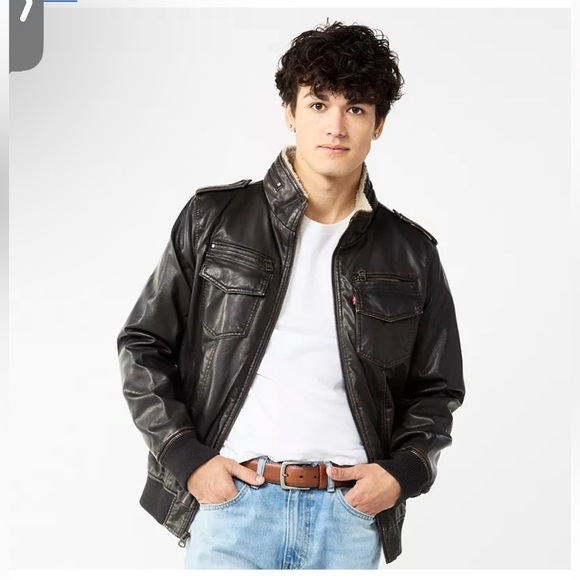 Levi's Other - Levi’s brown sherpa-lines aviator bomber jacket coat size XL